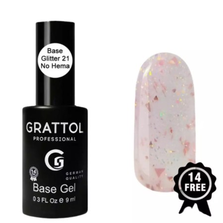 Base Grattol Glitter No. 21, 9 ml