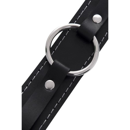 The collar is two -layer with a white line Pecado BDSM, genuine leather, black color-6