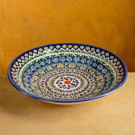 Largan Rishtan ceramics "Patterns", 33 cm, blue, deep-3