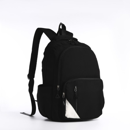 Youth backpack from textiles, 2 departments, 3 pockets, black color-2
