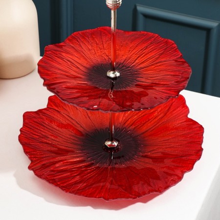 2-tier dish "poppies", d = 21/28 cm, red color-1