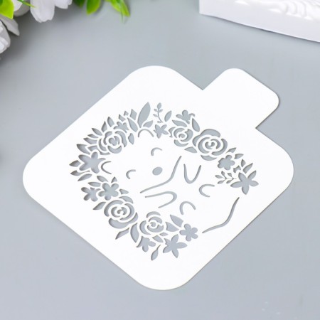 Plastic stencil "Happy Hedgehog" 9x9 cm-1