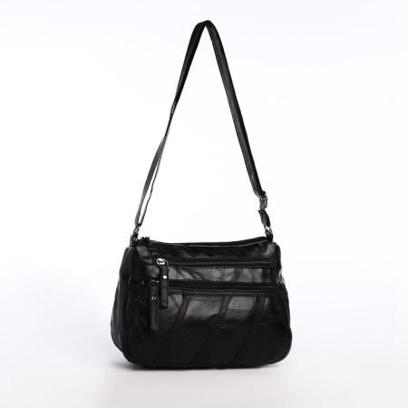 Female bag on one shoulder, on a zipper, black color-2