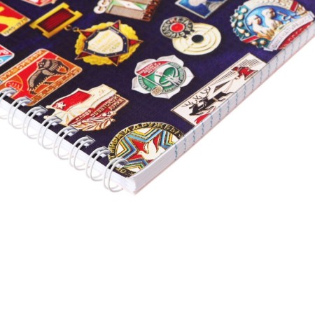 Notebook A4, 96 sheets in a cage on the crest nostalgia, covered cardboard, matte lamination, embossing, block 65g/m2, 4V mix-2