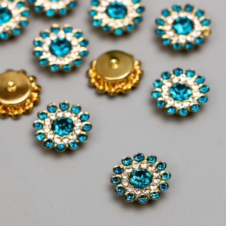 Decor for creativity Plastic "Flower-Solnza blue-green" set of 20 pcs 1.4x1.4 cm
