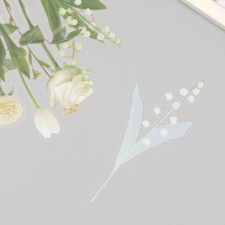 Plastic stickers "Flowers and quotes. White" set 12 pcs 8.5x21.5x0.2 cm-3