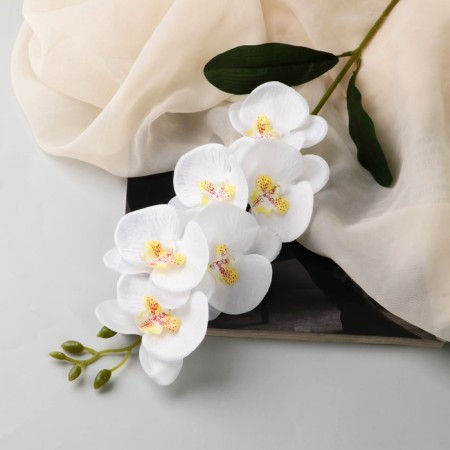 Artificial flowers "Orchid Phalaenopsis" premium, 7x55 cm, white