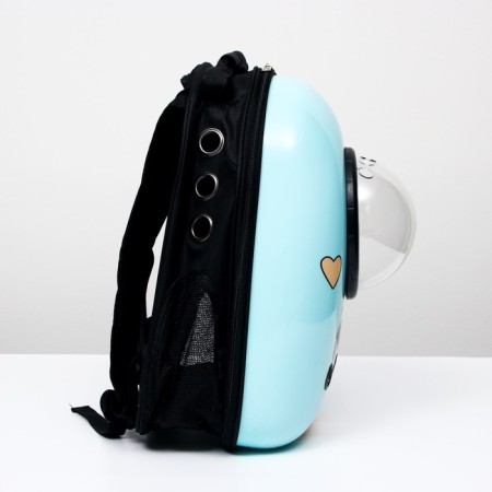 Backpack for carrying animals "Glamorr", with a viewing window, 32 x 25 x 42 cm, blue-3