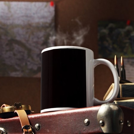 Sublimation mug "Who is the main one?" lion in a jacket, 320 ml, with application-2