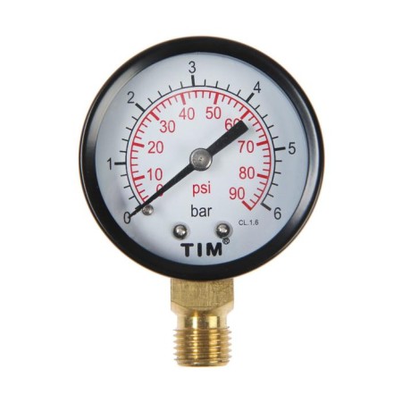 Manometer TIM Y-50-6, radial, DC 50 mm, 0.6 MPa, external thread 1/4 "