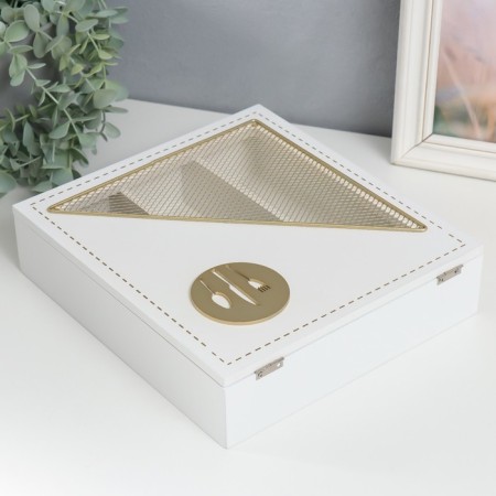 Casket tree with divisions "Dining objects" white 26x24x6.5 cm-3