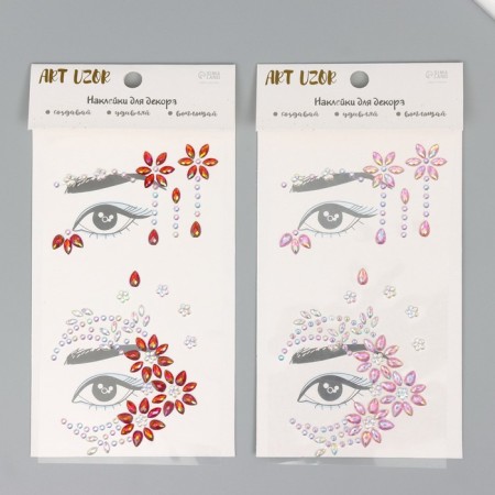Stick plastic rhinestones "Flower patterns and tears-strata" mix 10x19 cm-1