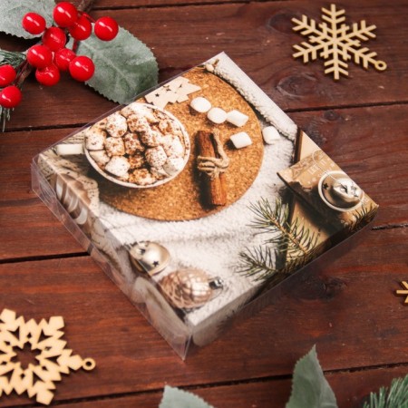 Cookie box, confectionery packaging, "forward for a dream", 12 x 12 x 3 cm, New Year-5
