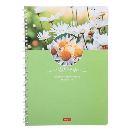 A4 notebook, 96 sheets in a cage on the crest "Beauty of Flowering", covered Cardboard, OFSET block, mix-5