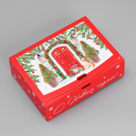 Gift Box "New Year's Watercolor", 16.5 x 12.5 x 5 cm, without tape, New Year