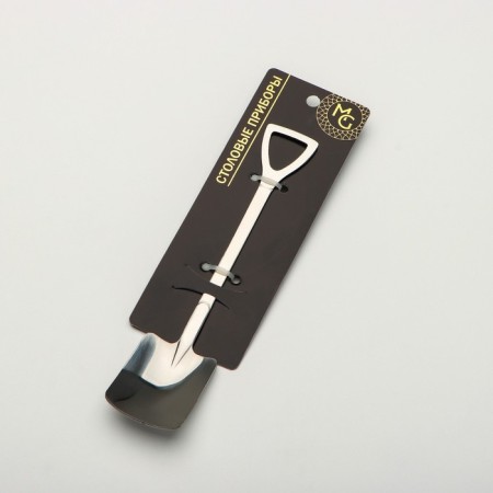 A dessert spoon made of stainless steel Magistro “shovel”, length 15.5 cm, rectangular shape, silver color-8