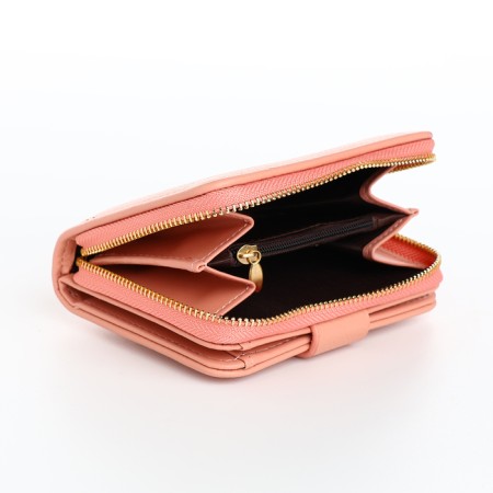 Women's wallet on the button, pink color-3