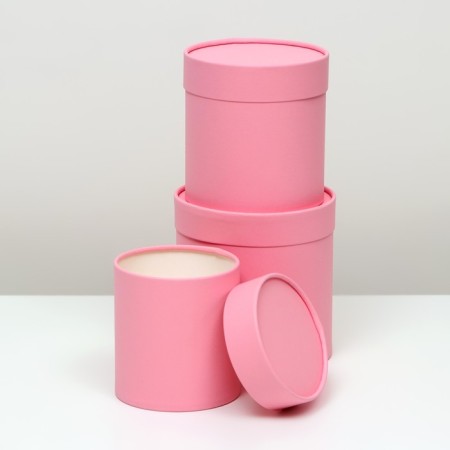 Set of round boxes 3 in 1, "pink", 16x16, 14x14, 12x12 cm-2