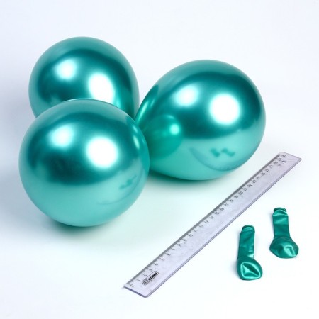 Latex ball 5 ", chrome, set of 100 pcs., Biryuza color