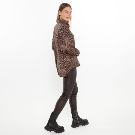 Female blouse, coffee color, zebra print, rr 44-7