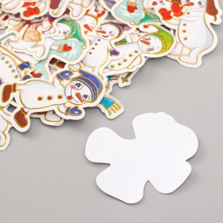 Stickers for creativity "Snowmen-iltus" embossing gold set 48 pcs 9x7x0.8 cm-4