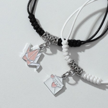 Bracelets "Demetrons" Origami and a letter, black and white color, 7 cm-1