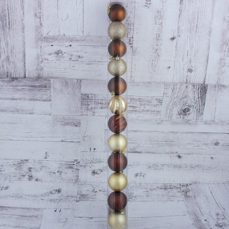 Set of balls plastic D-6 cm, 12 pcs "Smile" brown and gold-1