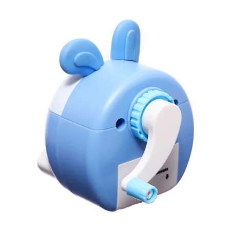 Mechanical sharpener with container, blue/white ears-4