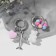 Earrings with the removable element "Transformer" Bear and heart, colored in silver