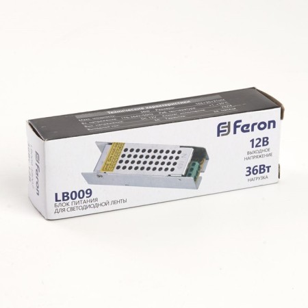 Electronic transformer for 12 W LED tape, Feron, LB009, 3A, 36 W-3