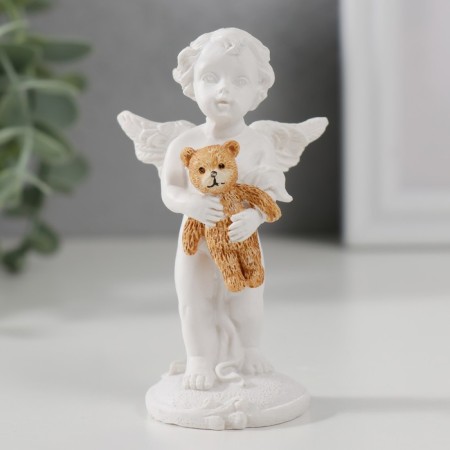 Polystone souvenir "Snowty Angel stands with his teddy bear 8x4.5x3.5 cm