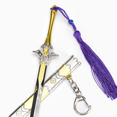 Souvenir weapon suspended mini "Genshin Sword", keychain, 21 cm, gold with purple-5