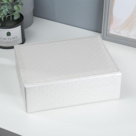 Casket to the leatherette for jewelry "banged" snow -white 8.5x23.5x19 cm-5