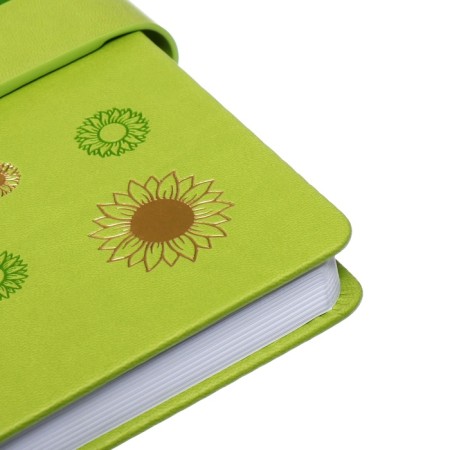 The diary is notathered, A5, 140l, cage, region, with a refrain, flowers, green-3