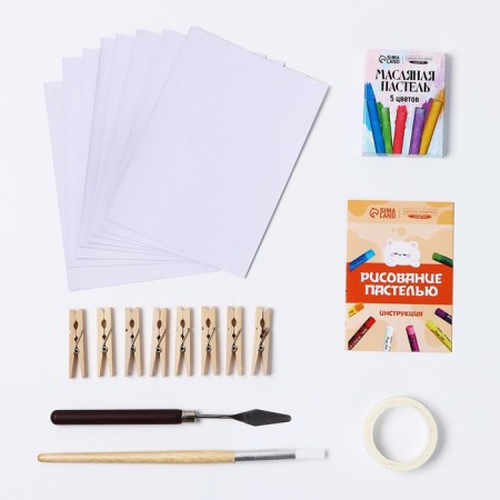 A set for drawing oil pastel. DIY postcards "Ozarny animals", a set for creativity-3