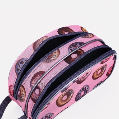 Road cosmetic bag on a zipper, with a handle, pink color-2