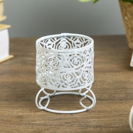 Summary Metal 1 Candle "Rose" White 6.3x6.7x6.7 cm-1