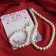 Set 3 objects: earrings, beads, bracelet, white color, 45 cm
