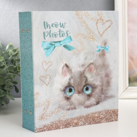 Photo album for 200 photos 10x15 cm, plastic. Sweet KitTens sheets White kitten