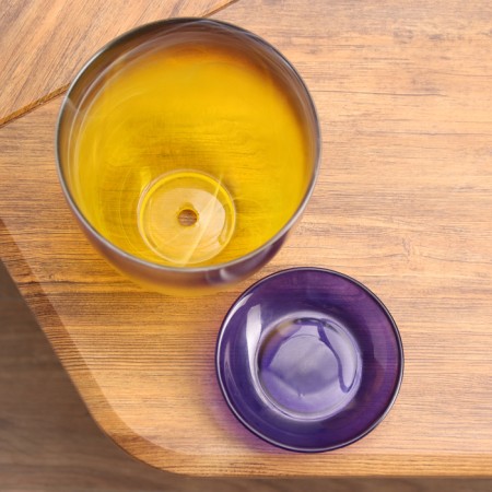 Flower pot with pallet No. 3 "Aleb" yellow-violet, 1 liter-3