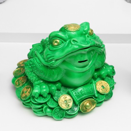 Piggy bank "Toad on money" Green, 22x25x23cm-1