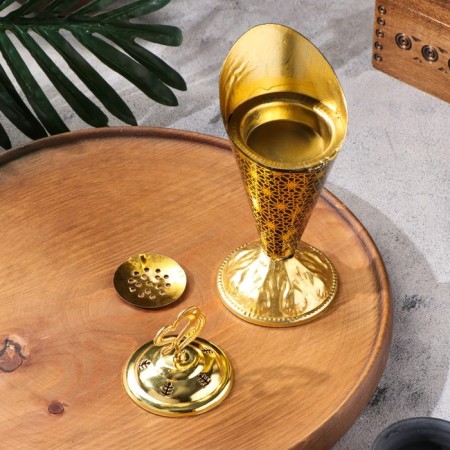 Kurilnitsa for incense powder and cones "torch", golden, 19.5x8.2 cm-3