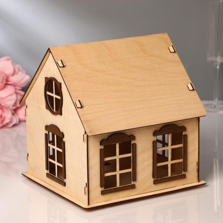Wedding Bank "House", wood, collapsible, 25x26x24 cm-2