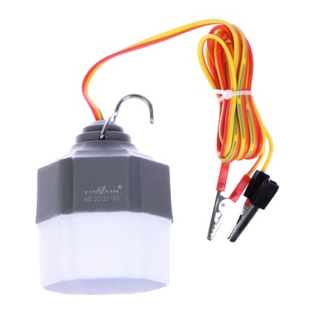 Camping lamp, 10 W, SMD 2835, cable L-1.5 m, with a clamp from 12 V, D-6 cm, gray