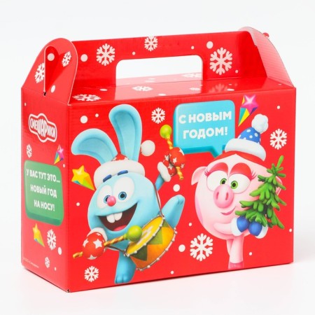 New Year. Gift box New Year's casket simple "Smeshariki" license 23 x 10 x 16.5 cm (+4.5 cm).-1