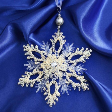Jewelry decoration "Patterned snowflake" D-13.2 cm, mix, transparent
