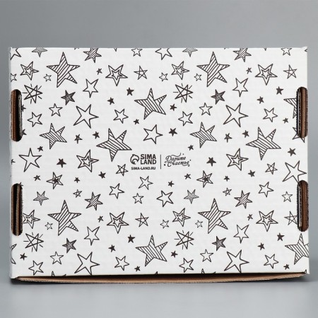 Box a gift team with a window, packaging, "stars", white, 27x10x21 cm-4