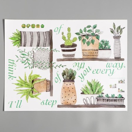 Interior plastic sticker "Plants in pots" 45x60 cm-1