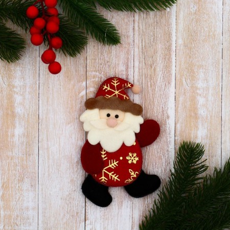 Soft suspension "Santa Claus in a suit with a pattern" 7x12 cm, red