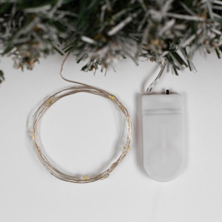 Garland "thread" 1 m dew, ip20, silver thread, 10 LED, glow warm white, CR2032x2-1
